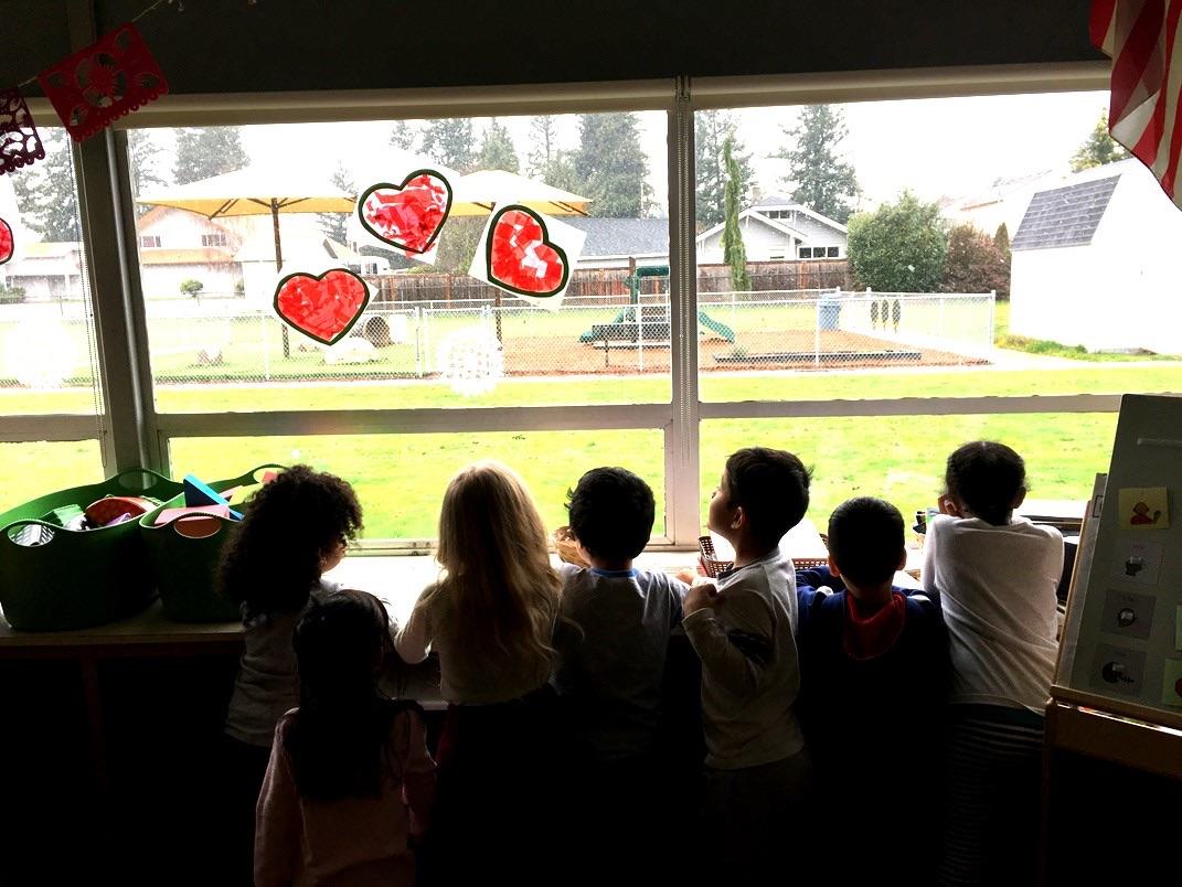 Mill Park Elementary School looking from preschool classroom to playground