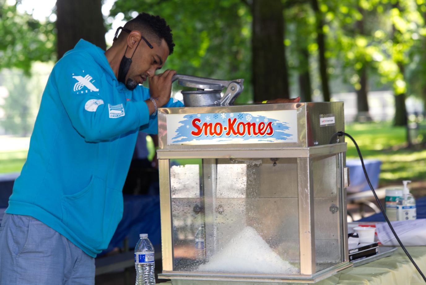 Andrew with snow cone machine