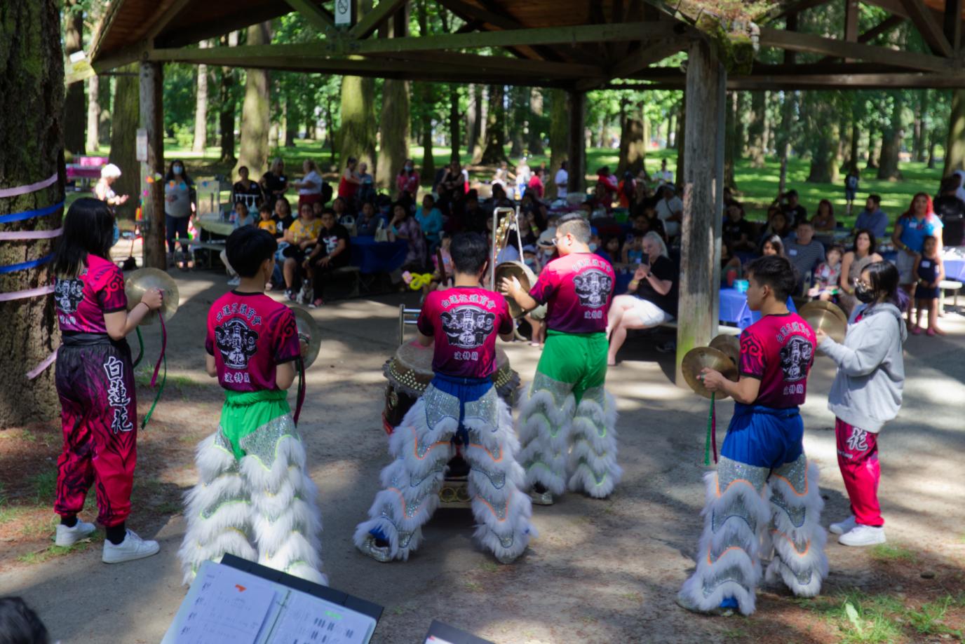 Lion dancer drummers